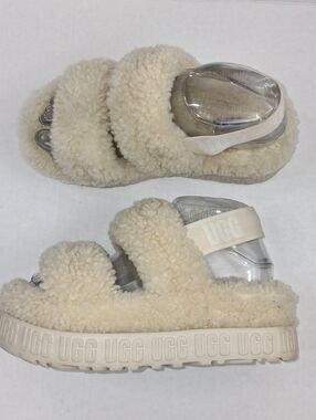 UGG Cream Off White Oh Fluffita Slingback Shearling Sandals